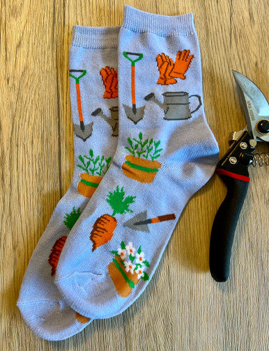 Happy Garden Crew Sock - Periwinkle